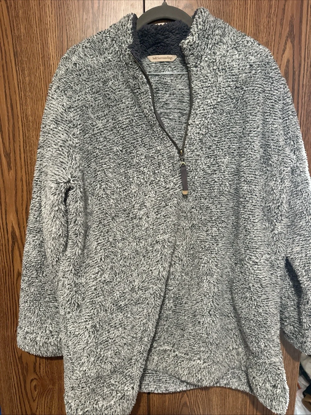 Cozy Plush Half-Zip Sweater - Gray soft surroundings size L - Picture 2 of 5